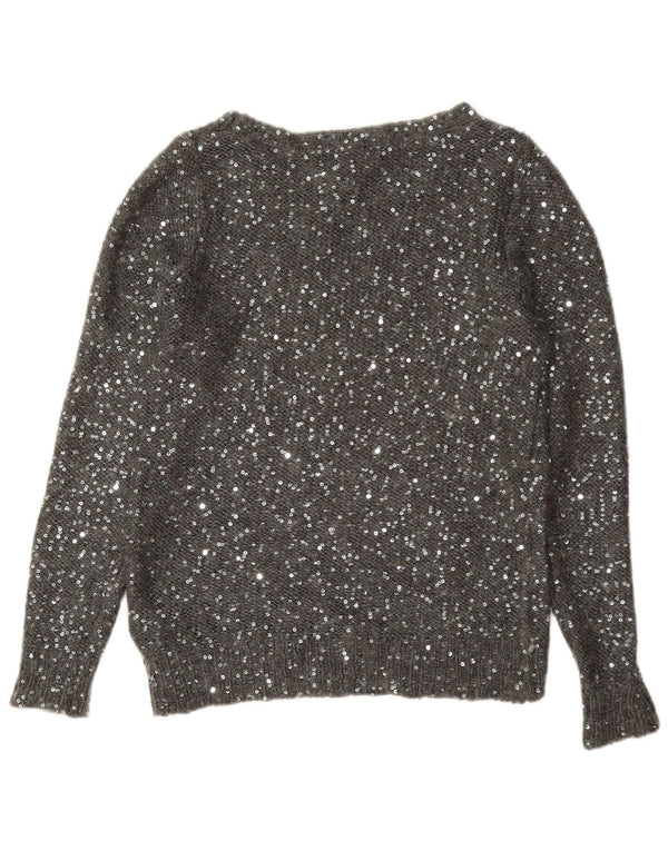 Marks & Spencer Womens Boat Neck Jumper Sweater UK 12 Medium Grey Polyester