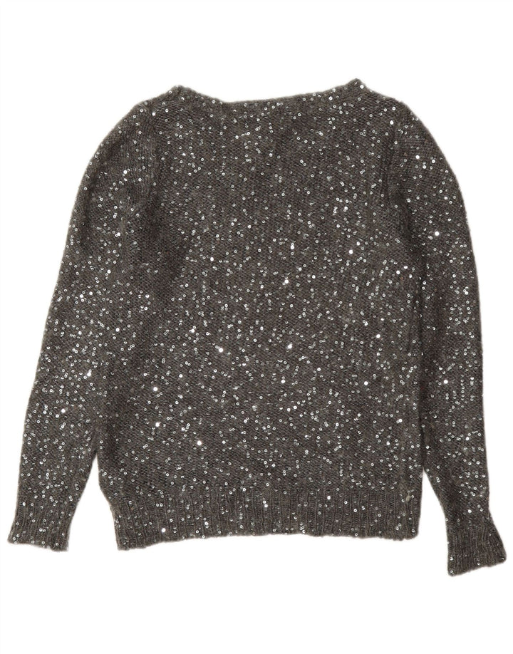 Marks & Spencer Womens Boat Neck Jumper Sweater UK 12 Medium Grey Polyester