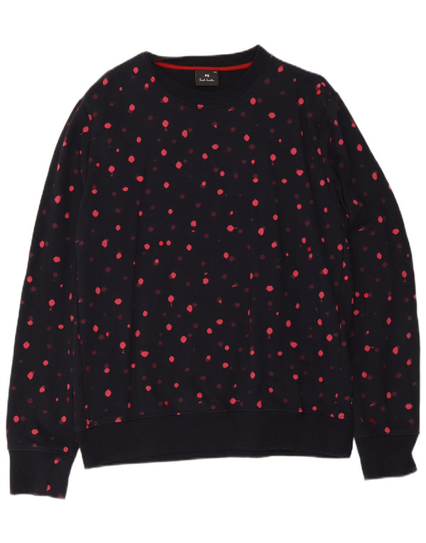 Paul Smith Womens Sweatshirt Jumper UK 20 2XL Navy Blue Spotted Cotton