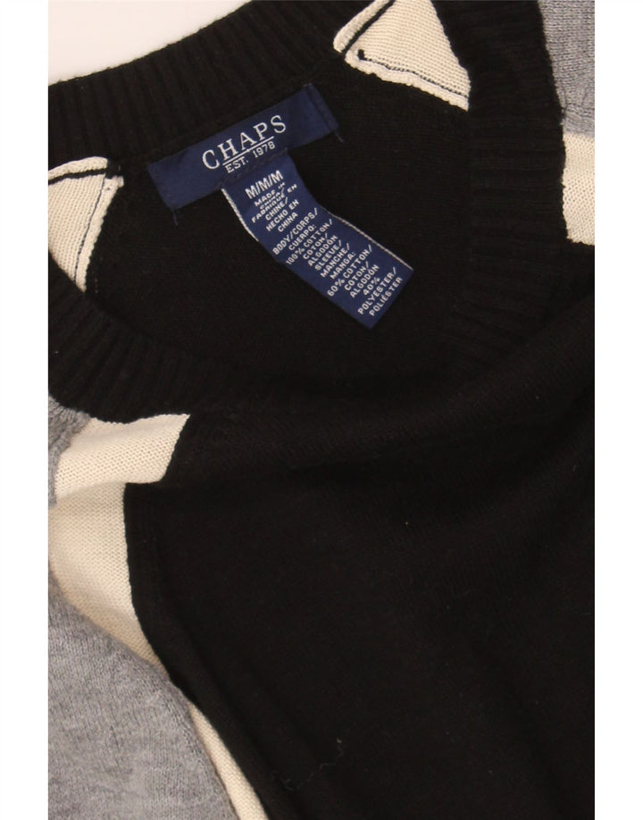 CHAPS Womens Crew Neck Jumper Sweater UK 12 Medium Black Colourblock Vintage Chaps and Second-Hand Chaps from Messina Hembry 