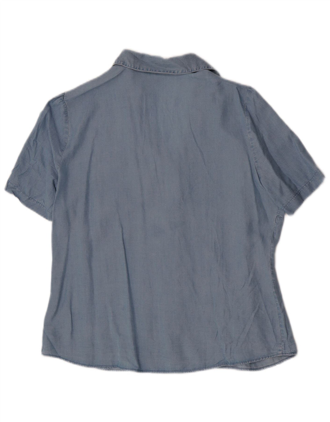 MARKS & SPENCER Damen Kurzarmhemd UK 14 Large Blue Lyocell