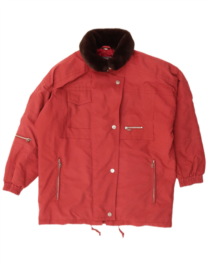 Vintage Womens Windbreaker Jacket UK 18 XL Red Polyester