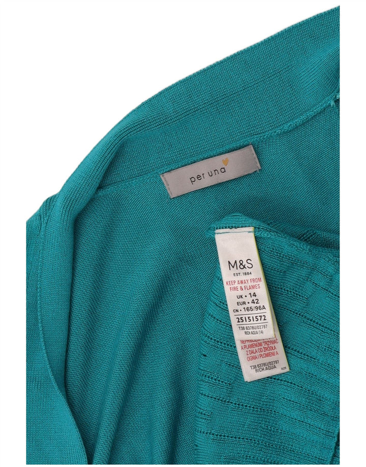 Marks & Spencer Womens Per Una Open Cardigan Sweater UK 14 Large Turquoise