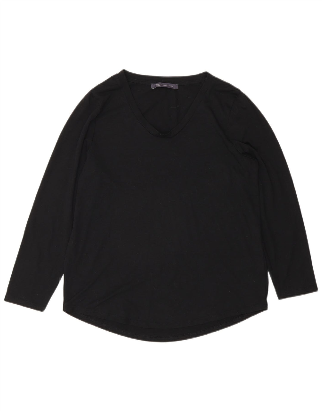 Marks & Spencer Top da donna a maniche lunghe UK 10 Small Nero Poliestere