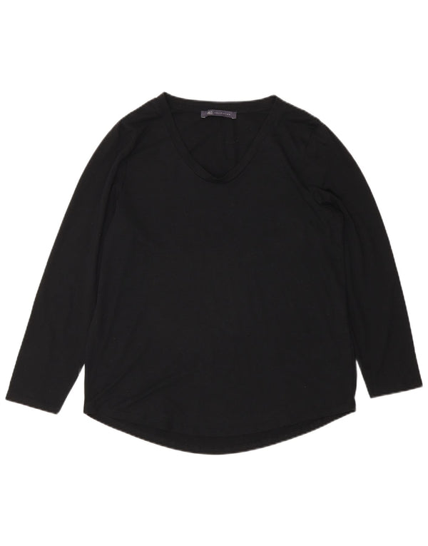 Marks & Spencer Top da donna a maniche lunghe UK 10 Small Nero Poliestere