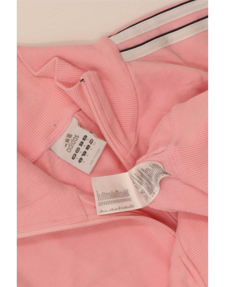 Adidas Womens Crop Tracksuit Top Jacket UK 14 Medium Pink Cotton
