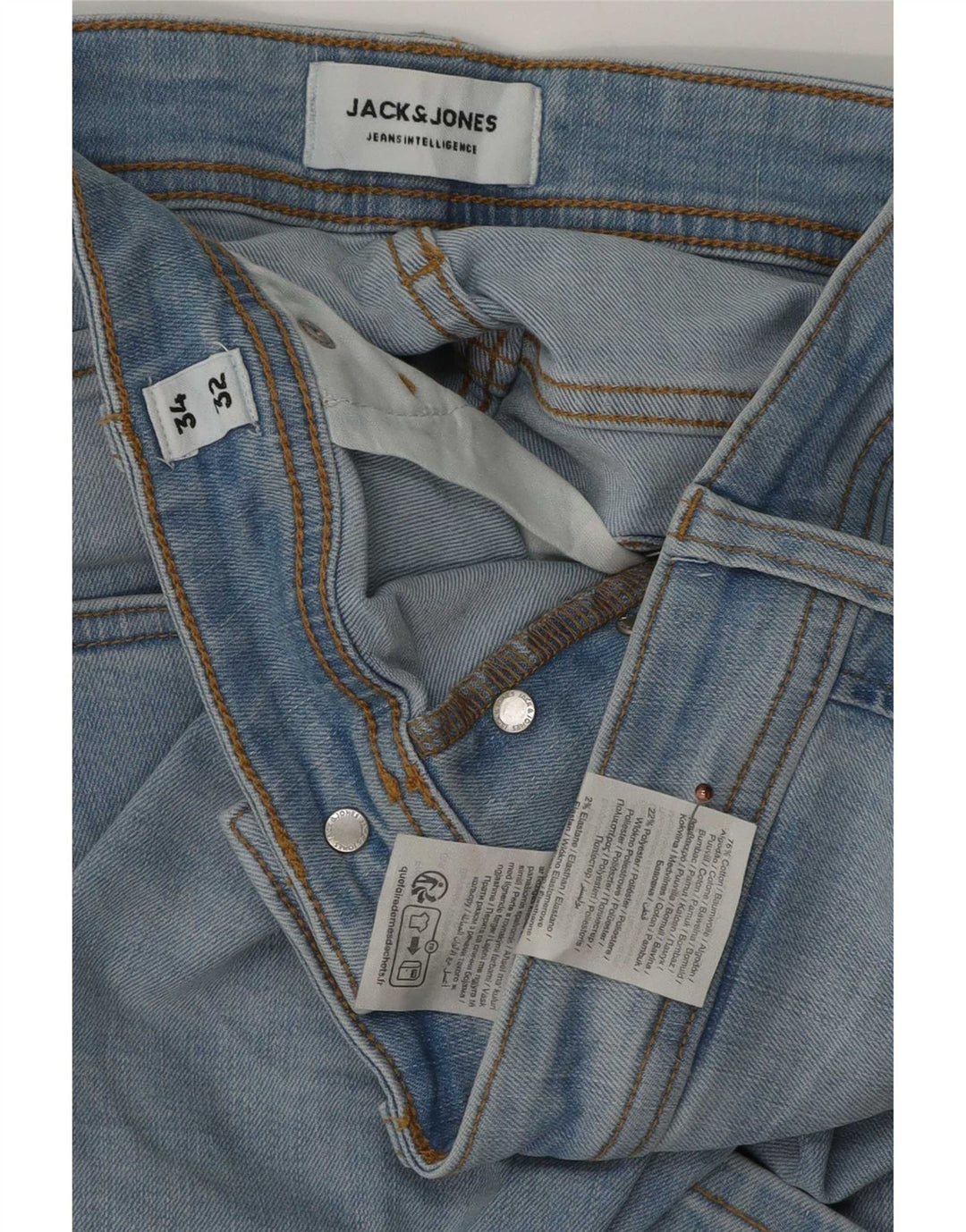 Jack & Jones Mens Slim Jeans W34 L32 Blue Cotton