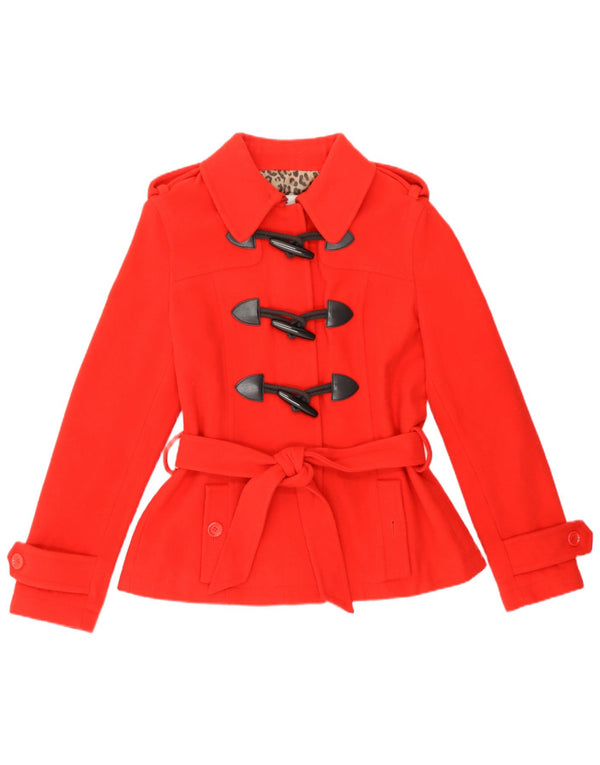 Moschino Womens Military Duffle Jacket UK 12 Medium Red Wool