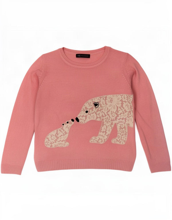 Damski sweter Marks & Spencer z graficznym dekoltem w łódkę, UK 16, duży różowy