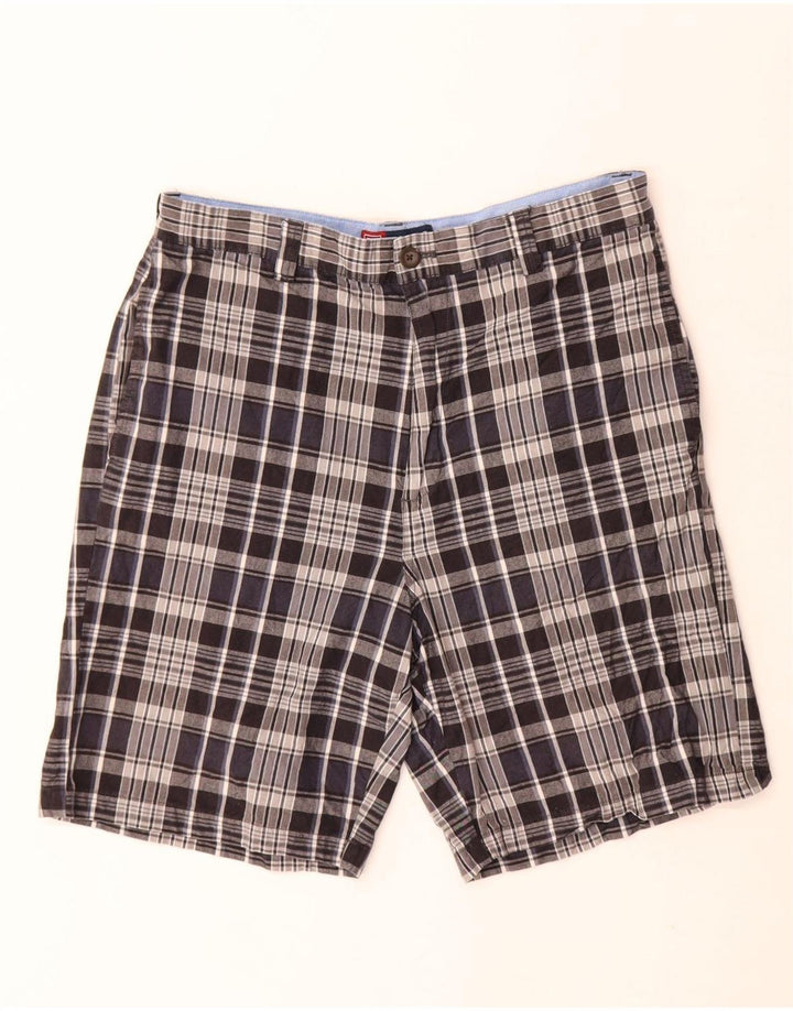 Chaps Mens Chino Shorts W30 Medium Navy Blue Check