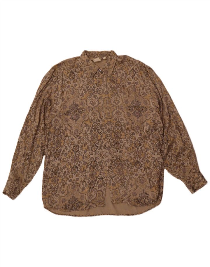 A.M. & Company Mens Shirt Large Brown Paisley Viscose