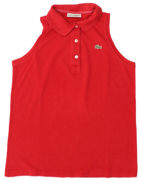 Lacoste Womens Sleeveless Polo Shirt Size 42 Large Red Cotton