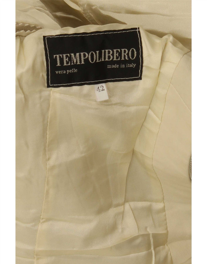 Vintage læderjakke til kvinder IT 42 Medium Beige Læder
