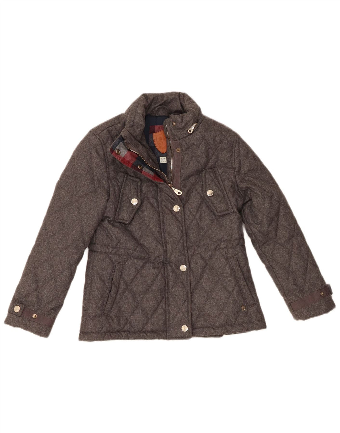 Massimo Dutti Girls Quilted Jacket 7-8 Years Grey Polyester