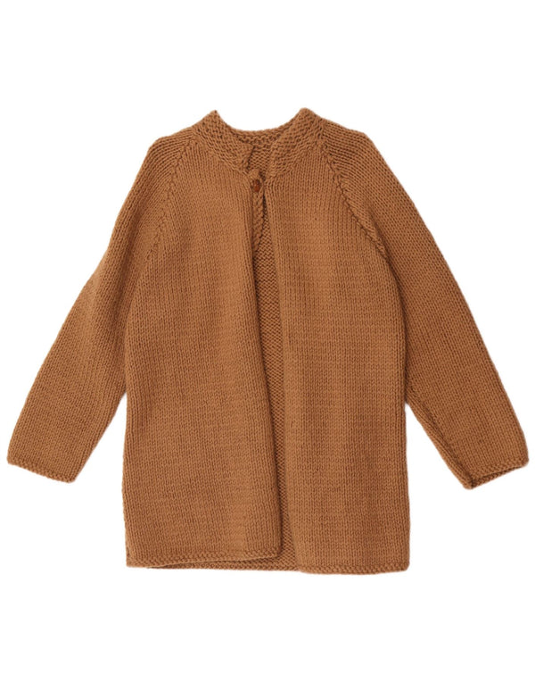 Vintage Damen Longline 3/4 Ärmel Cardigan Pullover UK 14 Mittelbraun
