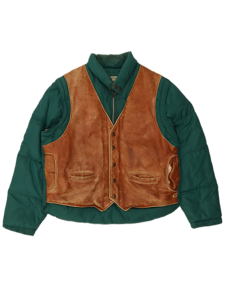 Charro Mens Padded Jacket IT 48 Medium Green Colourblock