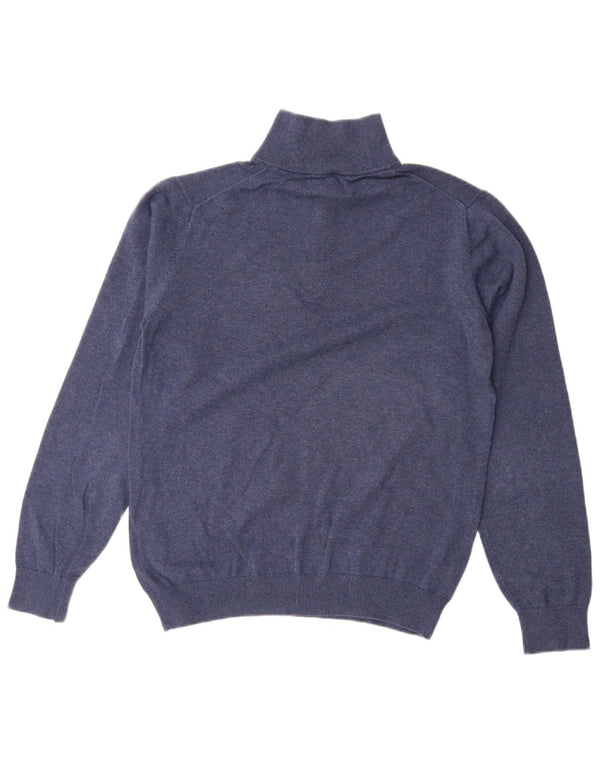 Gant Mens Zip Neck Jumper Sweater Small Blue Cotton