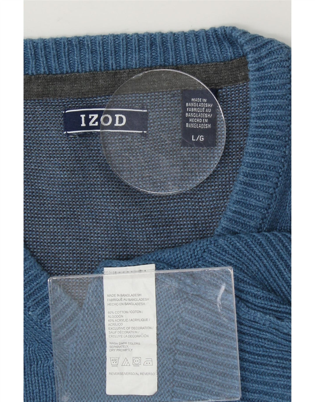 IZOD Mens V-Neck Jumper Sweater Large Blue Cotton Vintage Izod and Second-Hand Izod from Messina Hembry 
