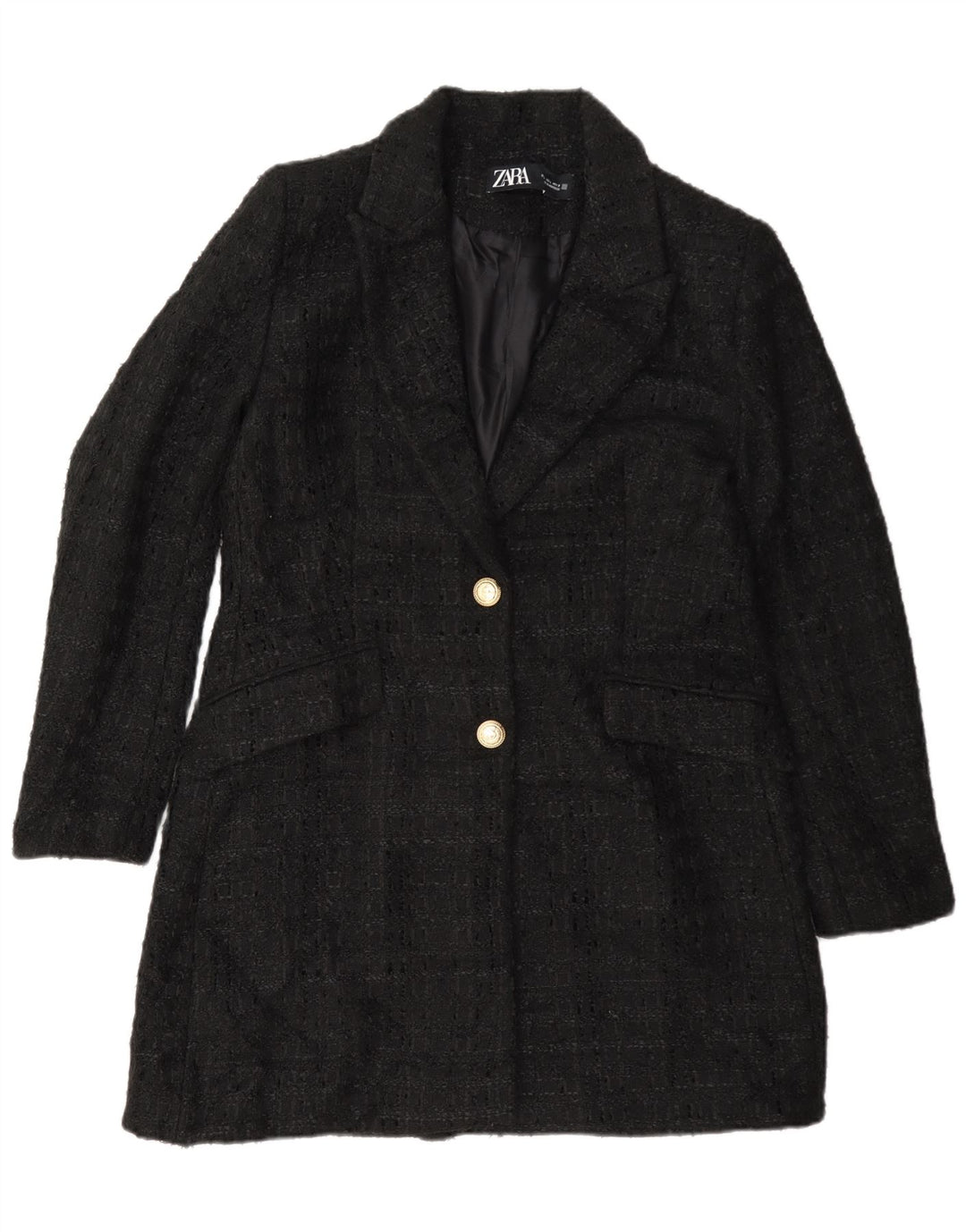 Zara Womens Overcoat UK 16 Large Black Flecked