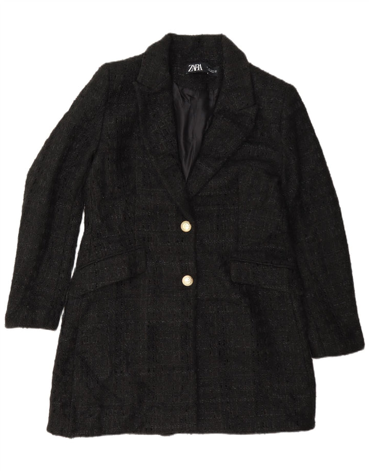 Zara Womens Overcoat UK 16 Large Black Flecked