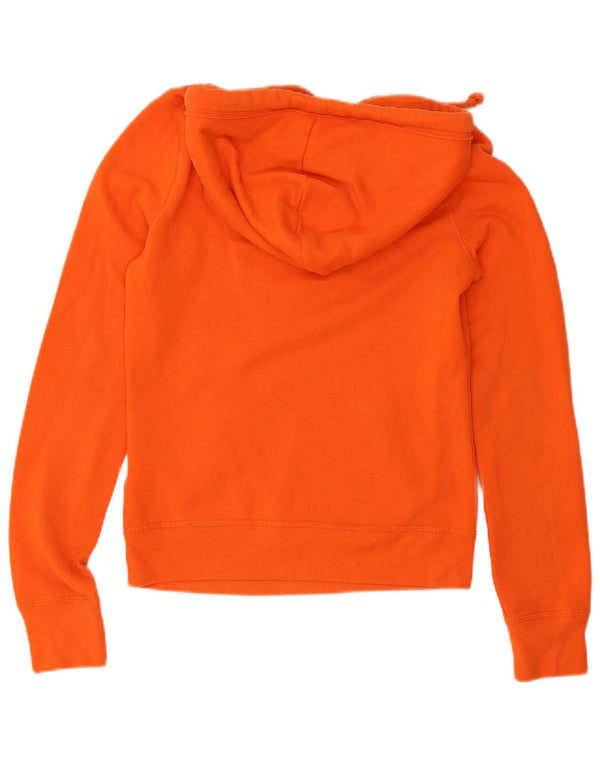 Hollister Womens Graphic Hoodie Jumper UK 6 XS Orange Cotton