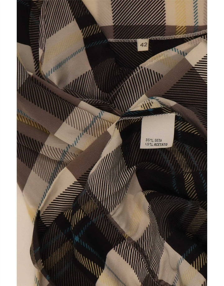 Vintage Womens Oversized Blouse Top IT 42 Medium Multicoloured Check Silk