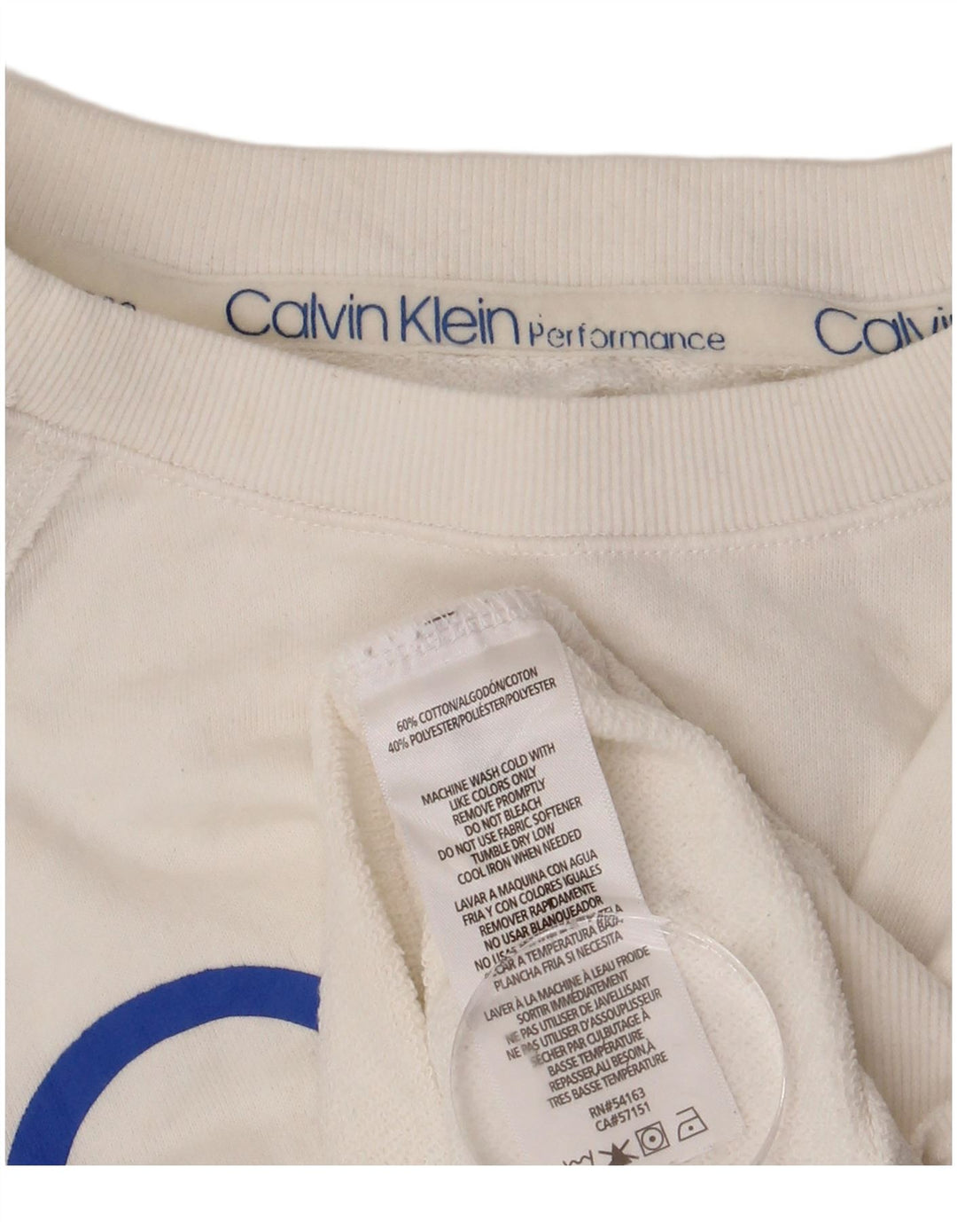 CALVIN KLEIN Womens Performance Crop Sweatshirt Jumper UK 8 Small White