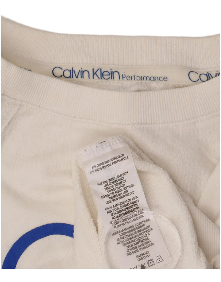 CALVIN KLEIN Womens Performance Crop Sweatshirt Jumper UK 8 Small White