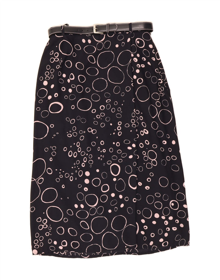 LUCIA Womens Straight Skirt EU 40 Medium W30  Navy Blue Spotted Polyester Vintage Lucia and Second-Hand Lucia from Messina Hembry 