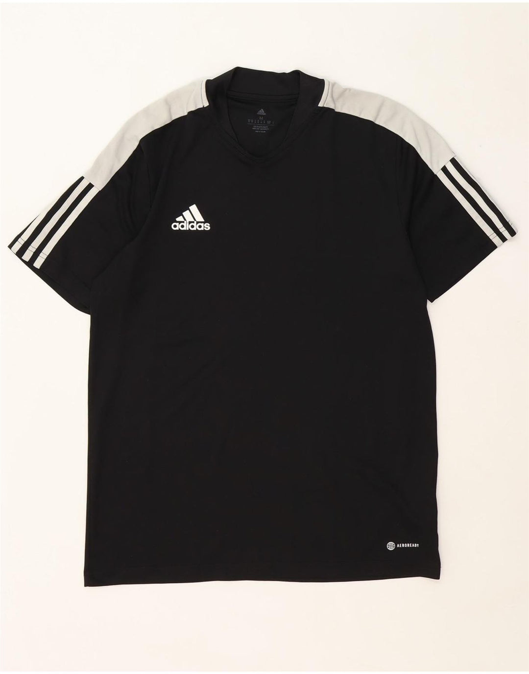 Adidas Mens Aeroready T-Shirt Top Medium Black Colourblock Polyester