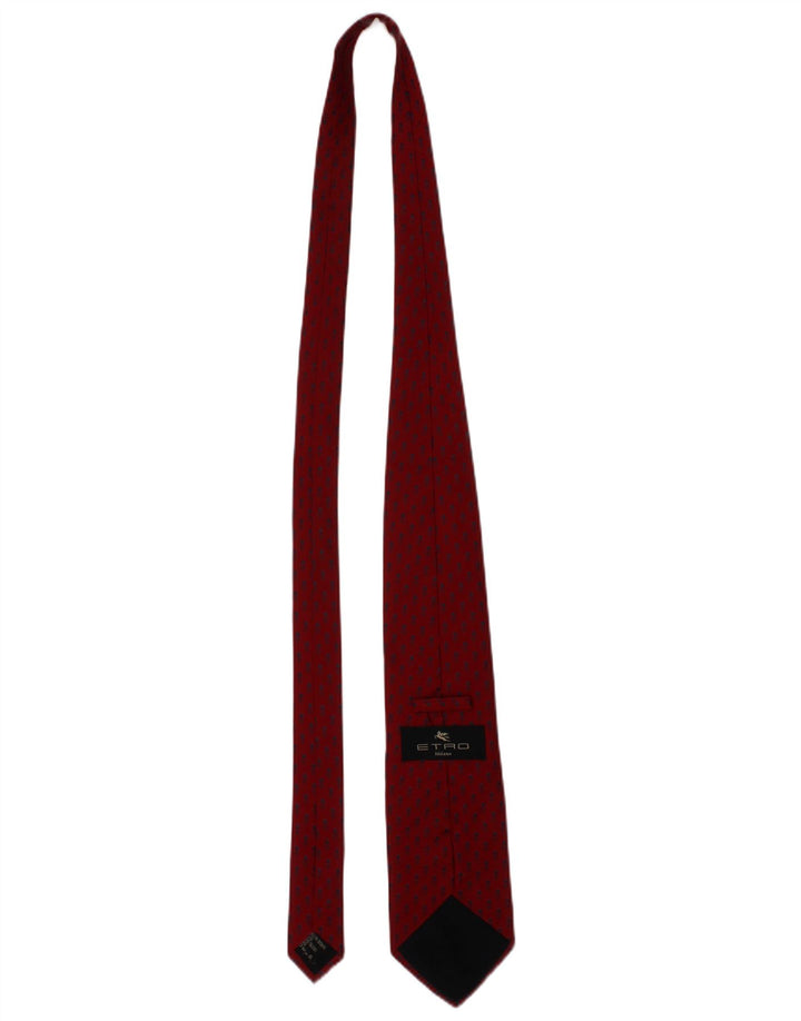 Etro Mens Tie One Size Red Floral Silk Designer