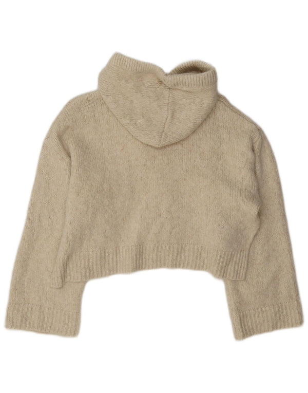 Zara Suéter Corto Con Capucha Para Mujer UK 44 Medium Beige