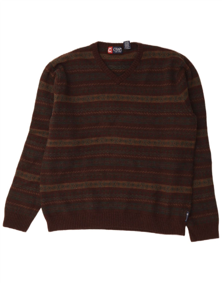Chaps Maglione da uomo con scollo a V Maglione grande lana d'agnello Fair Isle multicolore