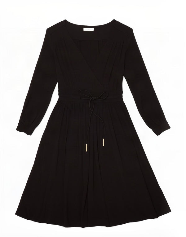 Whistles Dame Langærmet A-Line Kjole UK 8 Small Black Viscose