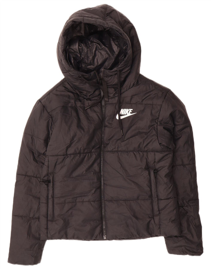 Jachetă căptușită reversibilă cu glugă Nike pentru femei UK 10 Small Black