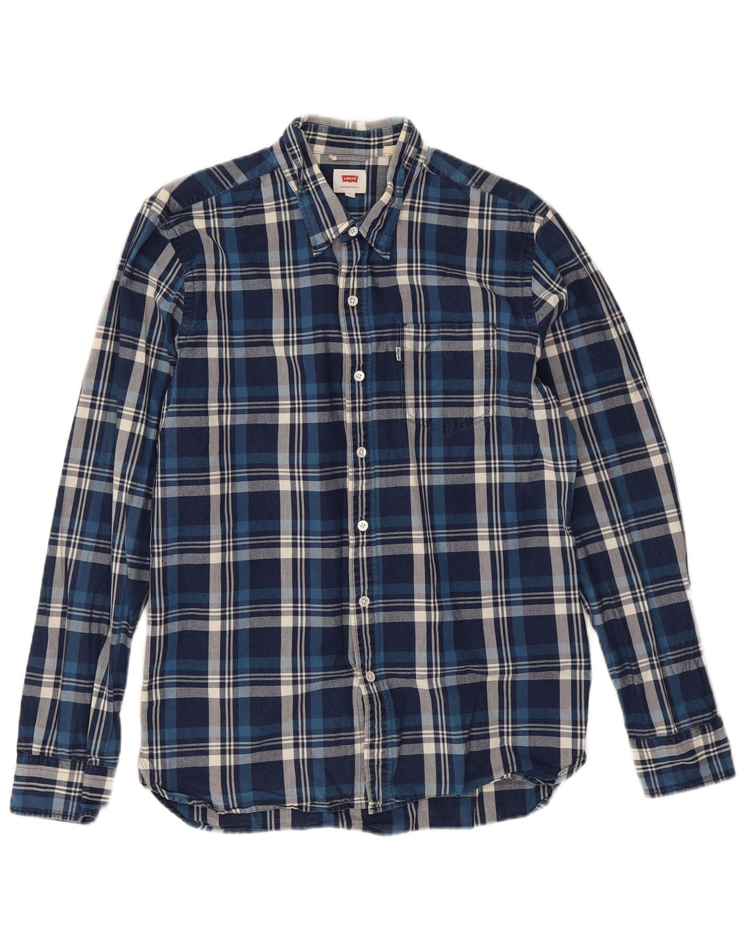 Levi's Mens Shirt Medium Navy Blue Check Cotton