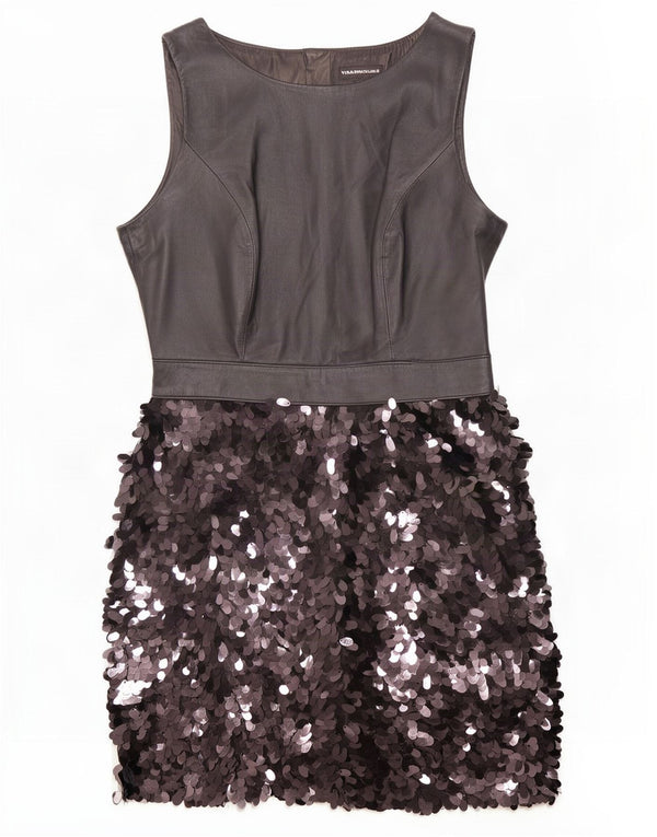 Vestido feminino sem mangas Warehouse UK 12 poliéster preto médio