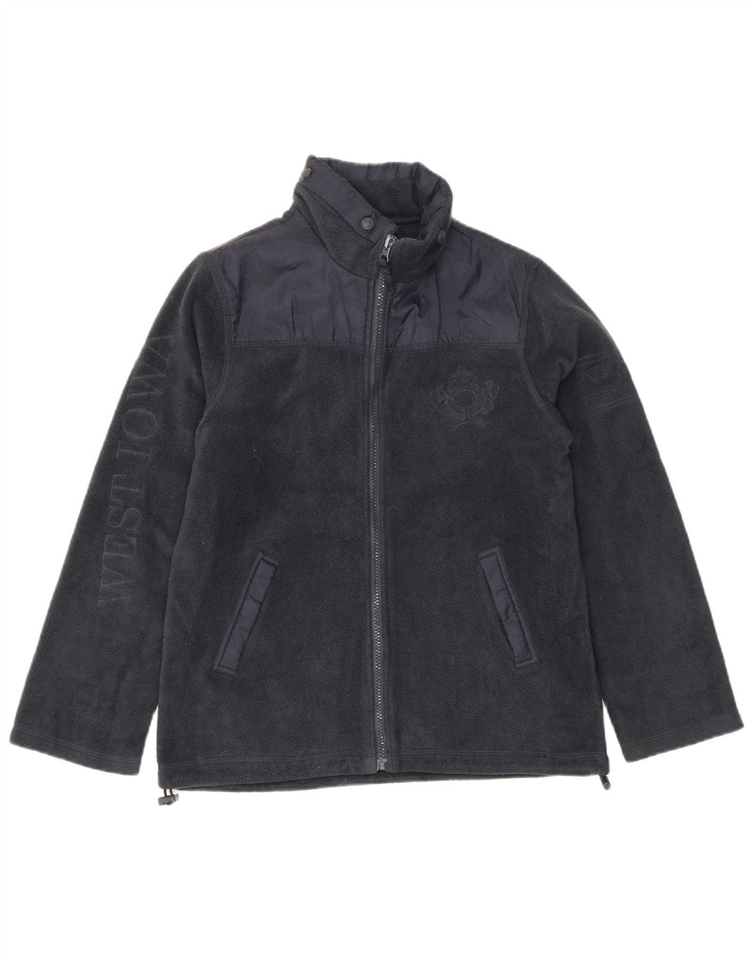 MASSIMO DUTTI Boys Graphic Fleece Jacket 11-12 Years Navy Blue Polyester