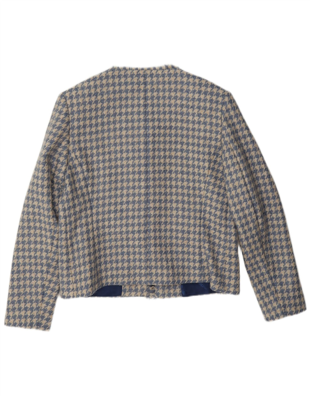 HOUSE OF BRUAR Womens Blazer Jacket UK 12 Medium Blue Houndstooth Wool