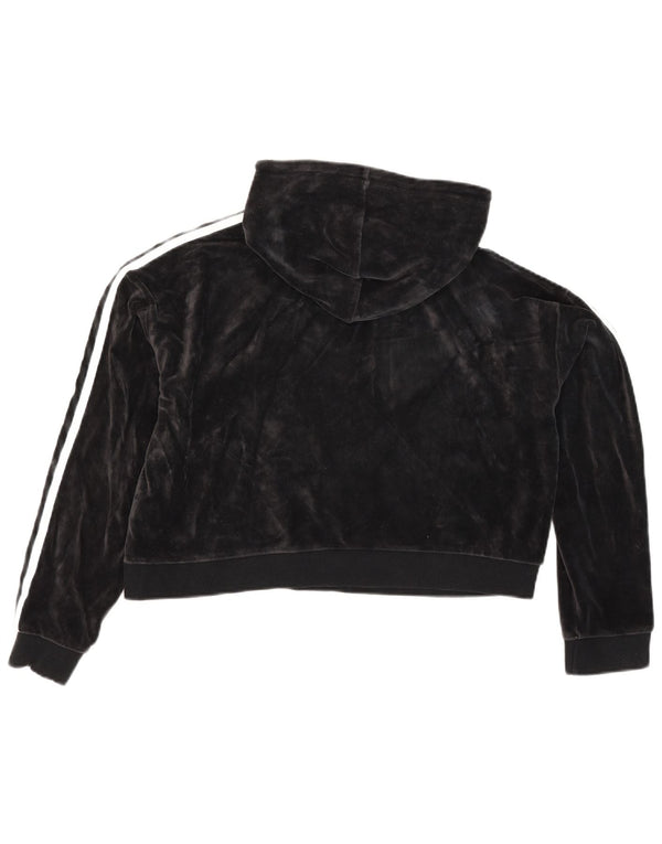 Adidas Sweat à capuche surdimensionné en velours pour femme UK 10 Petit coton noir