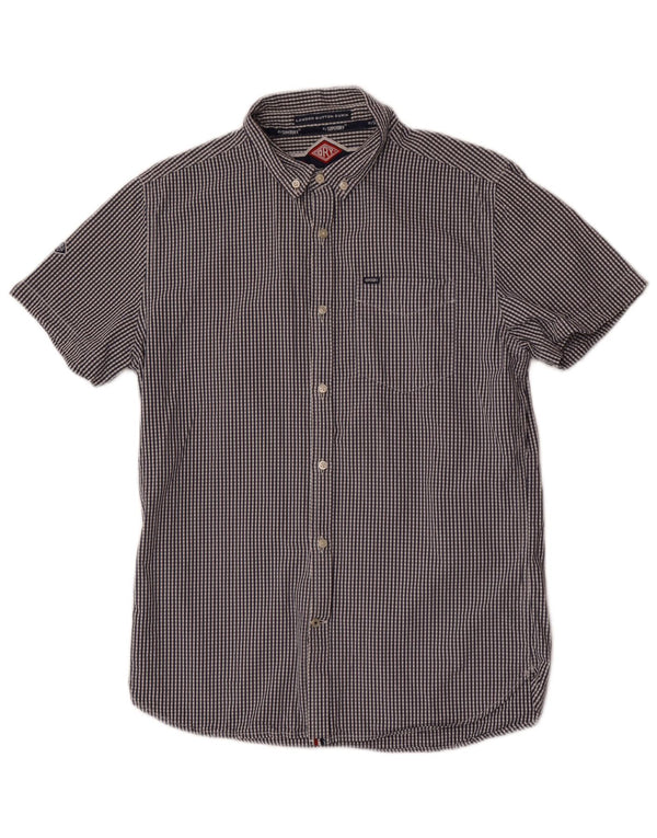 Superdry Camisa De Manga Corta Para Hombre De Algodón A Cuadros Azul Marino Grande