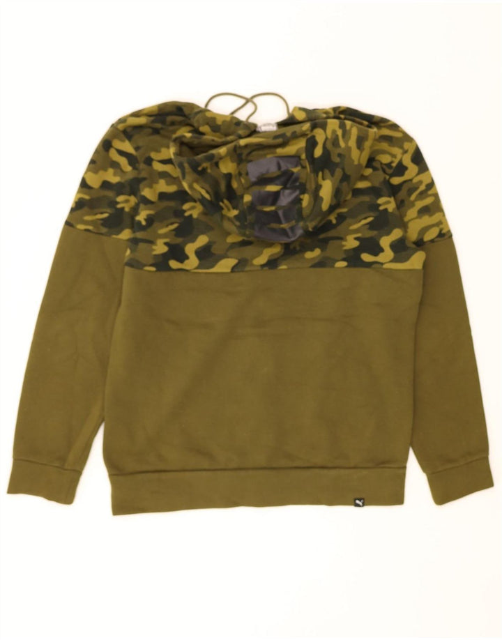 PUMA Mens Zip Hoodie Sweater Small Khaki Camouflage Vintage Puma and Second-Hand Puma from Messina Hembry 