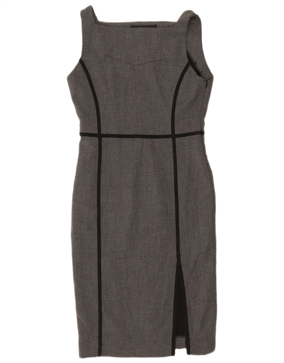 Zara Damen Ärmelloses Etuikleid UK 12 Mittelgraues Polyester