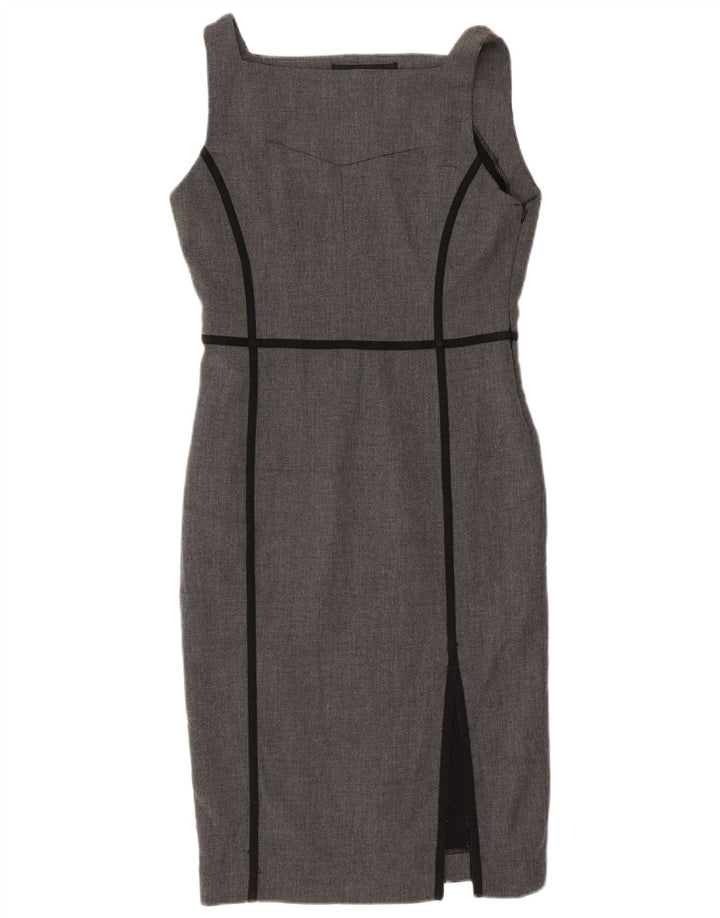Zara Damen Ärmelloses Etuikleid UK 12 Mittelgraues Polyester