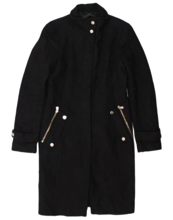 Zara Damen Mantel UK 10 Small Schwarze Wolle