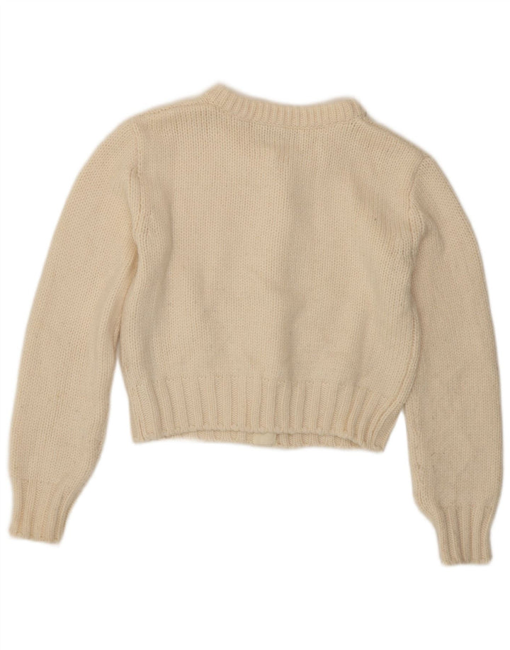 Zara Womens Crop Cardigan Sweater UK 12 Medium Off White Polyamid