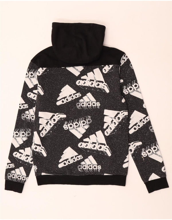 Adidas Mens Graphic Hoodie Jumper Small Black Colourblock Cotton