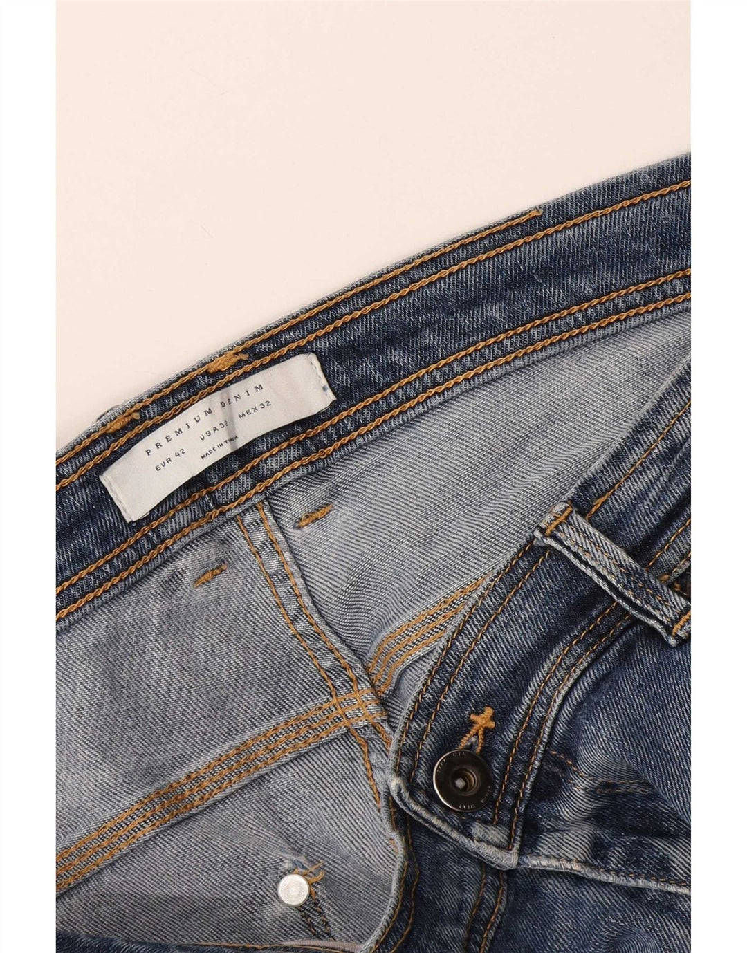 Jeans slim invecchiati da uomo Zara EU 42 Large W32 L26 Blu