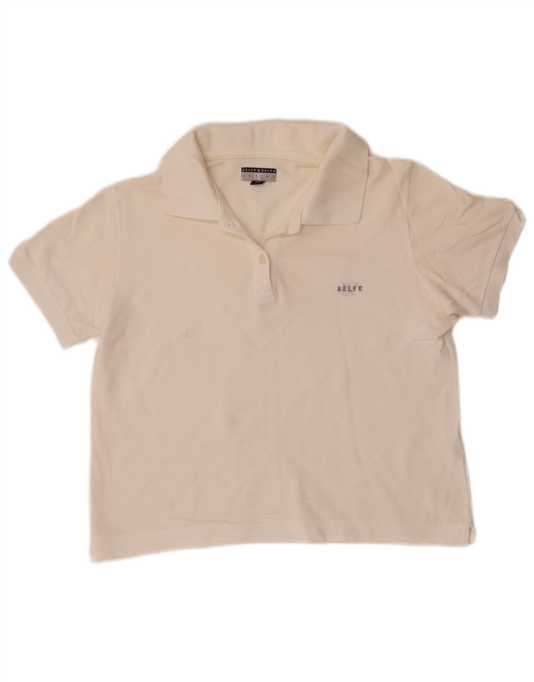Belfe & Belfe Womens Crop Polo shirt IT 46 Large White Cotton