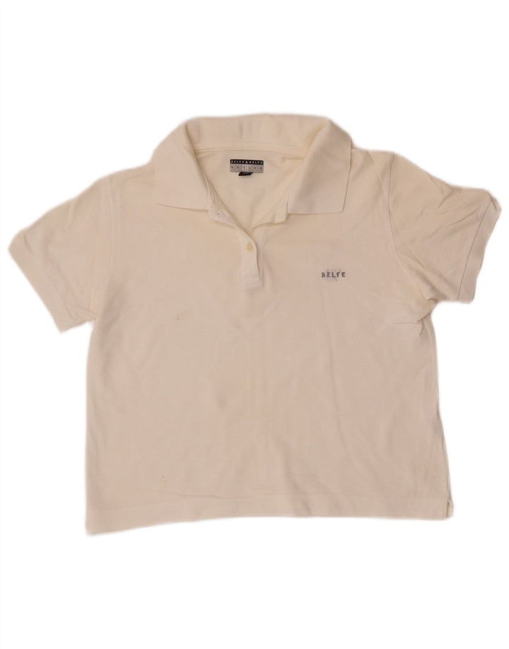 Belfe & Belfe Womens Crop Polo shirt IT 46 Large White Cotton